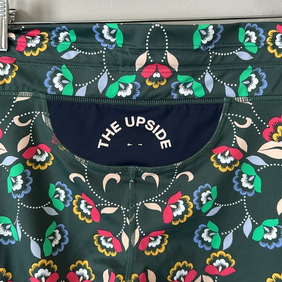 Anthropologie THE UPSIDE Legging Khaki Green Floral Gym Activewear Tie US 10 - Picture 6 of 11